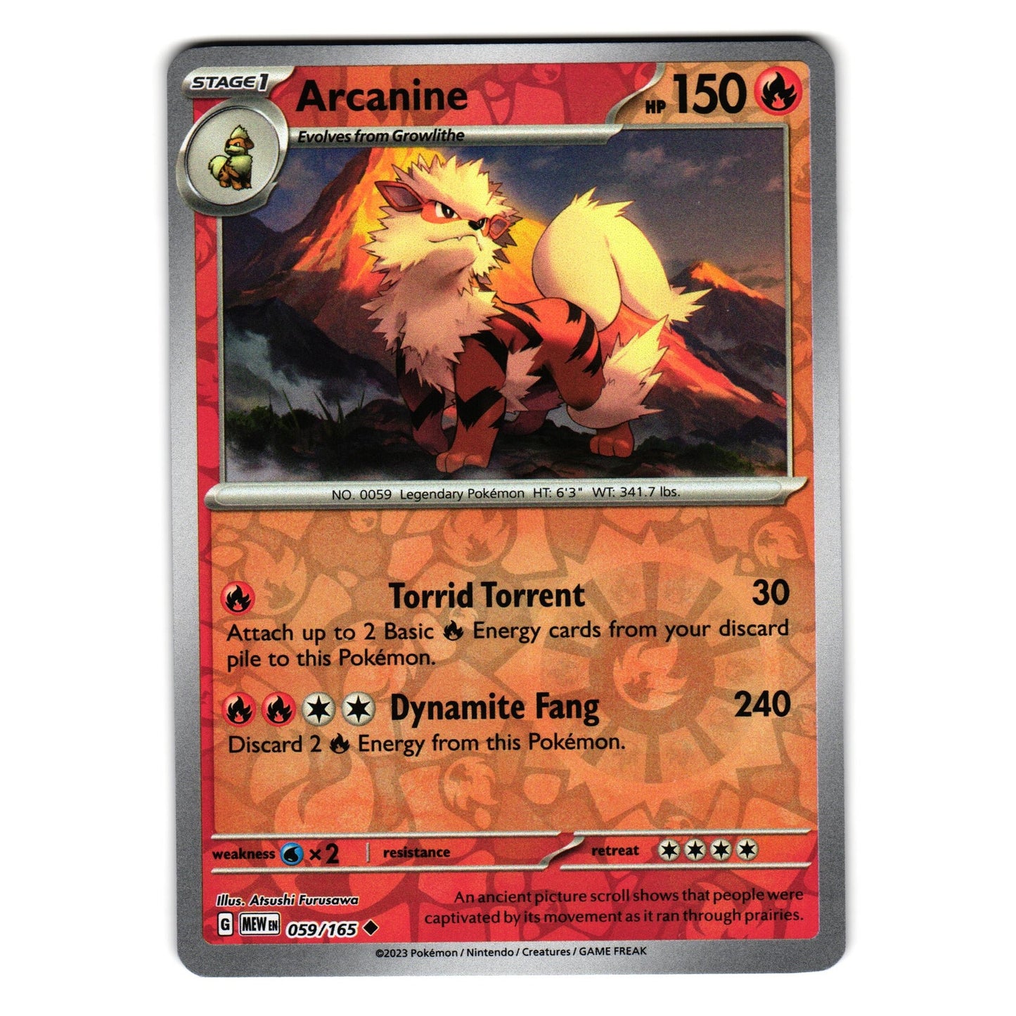 ARCANINE 059/165 REVERSE HOLO SCARLET AND VIOLET 151 POKEMON TCG