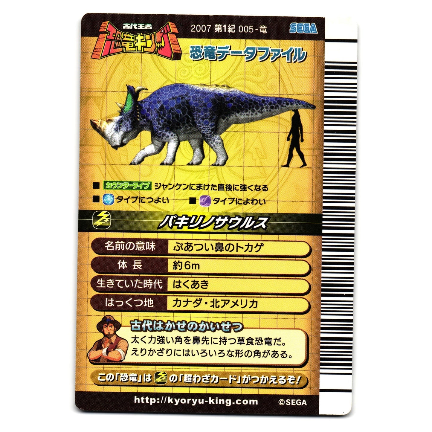 PACHYRHINOSAURUS 2007 1ST EDITION JAPANESE DINOSAUR KING ARCADE CARD