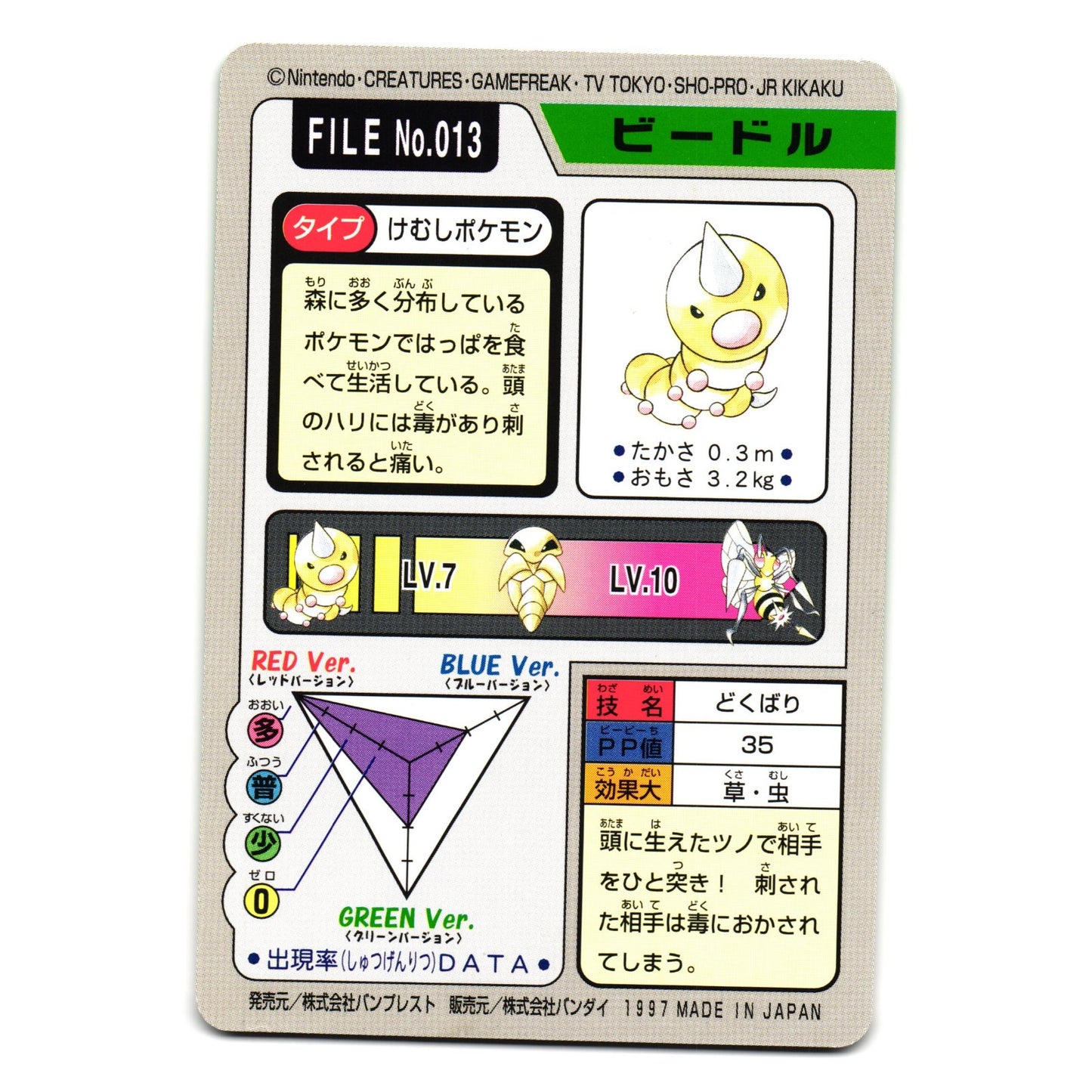 WEEDLE CARDDASS JAPANESE POKEMON TCG