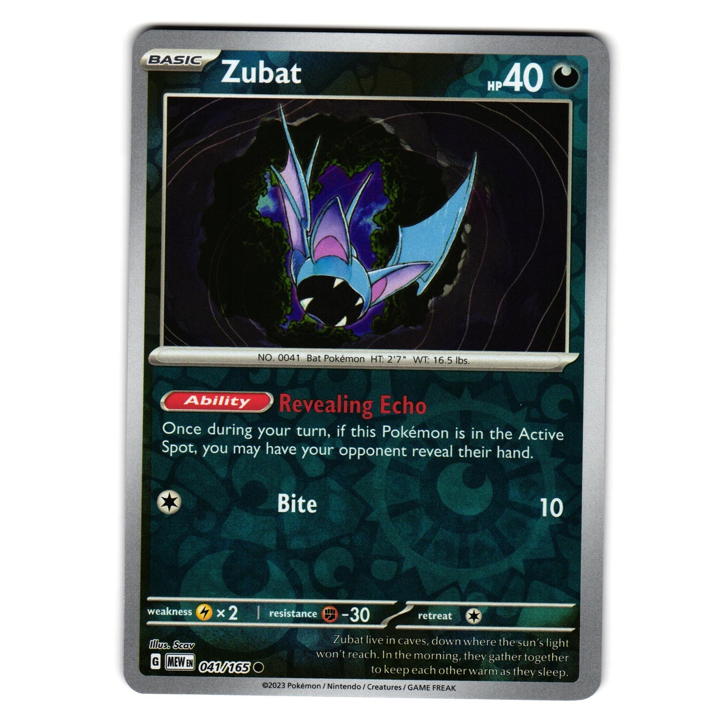 ZUBAT 041/165 REVERSE HOLO SCARLET AND VIOLET 151 POKEMON TCG