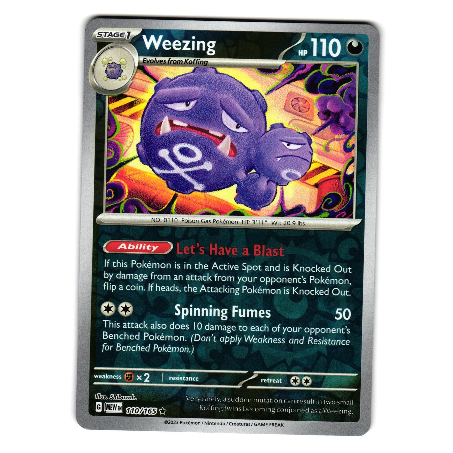 WEEZING 110/165 REVERSE HOLO SCARLET AND VIOLET 151 POKEMON TCG