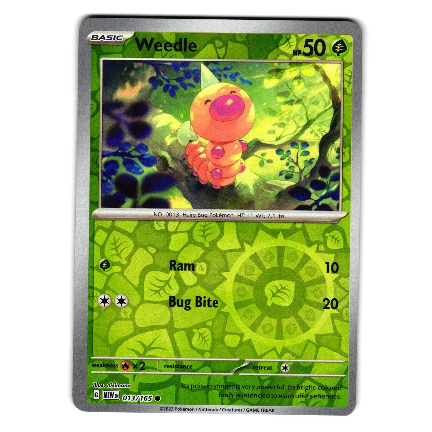 WEEDLE 013/165 REVERSE HOLO SCARLET AND VIOLET 151 POKEMON TCG