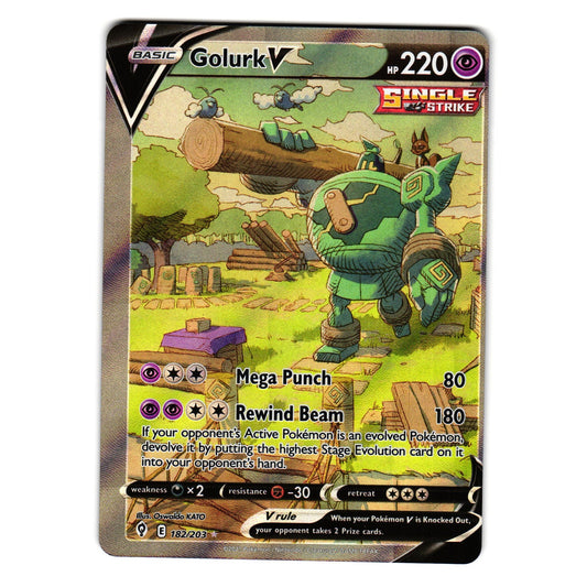 GOLURK V 182/203 EVOLVING SKIES MISCUT ALIGNMENT DOT HOLO POKEMON TCG