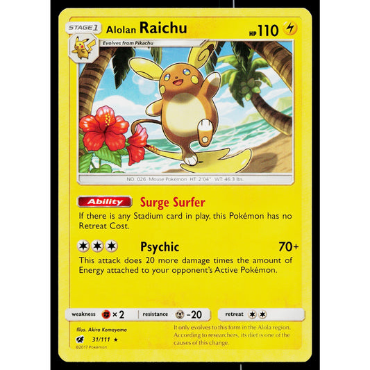 ALOLAN RAICHU 31/111 CRIMSON INVASION POKEMON TCG