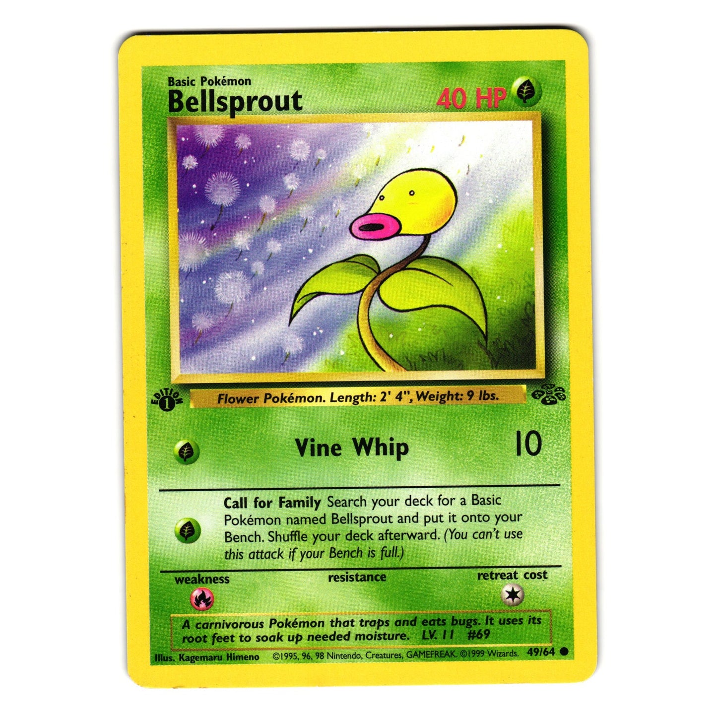 BELLSPROUT 49/64 1ST EDITION JUNGLE POKEMON TCG