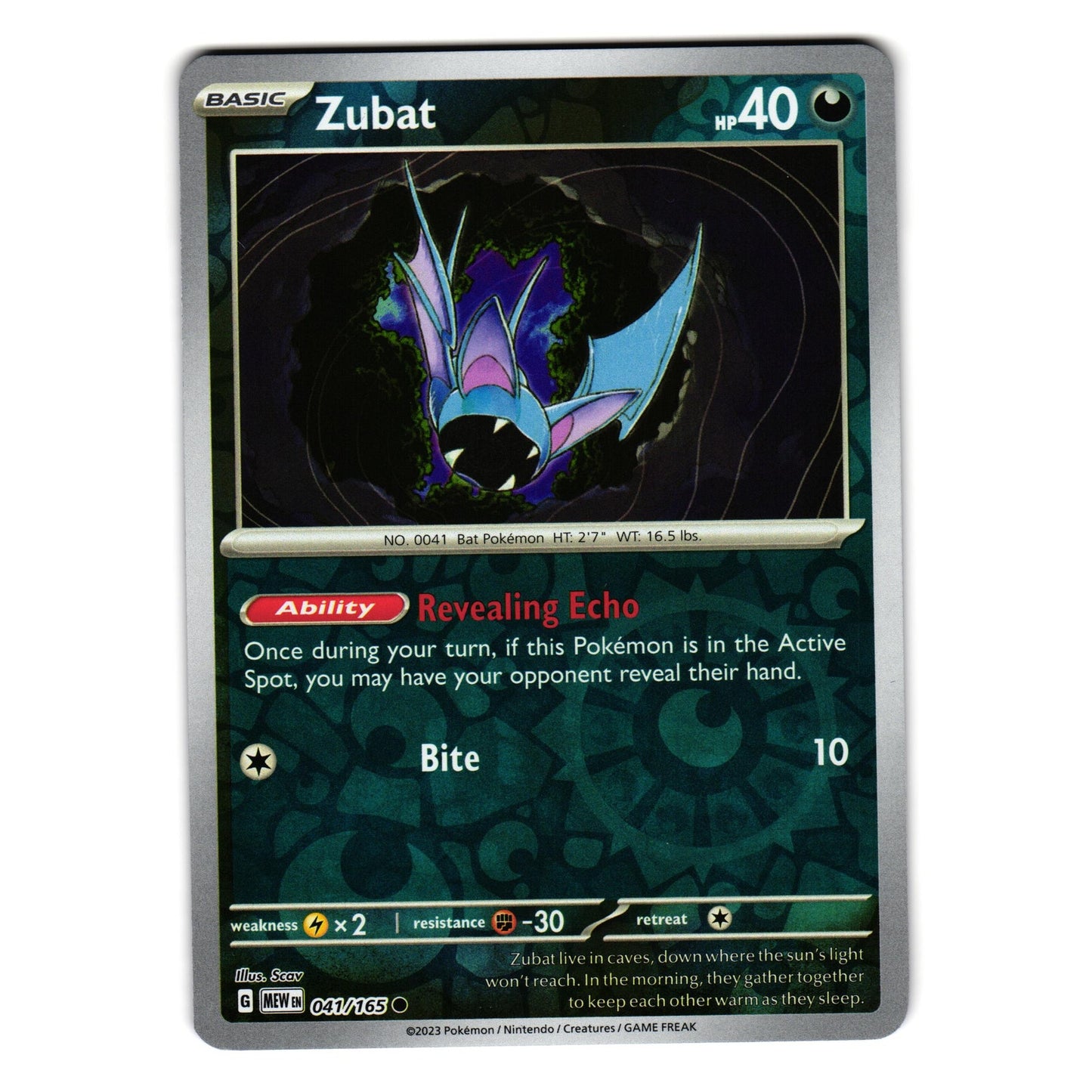 ZUBAT 041/165 REVERSE HOLO SCARLET AND VIOLET 151 POKEMON TCG