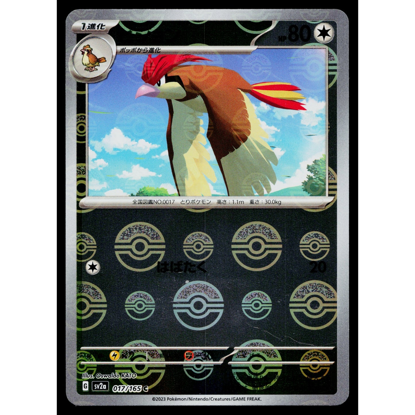 PIDGEOTTO 017/165 POKEBALL REVERSE HOLO SCARLET VIOLET 151 JAPANESE POKEMON TCG