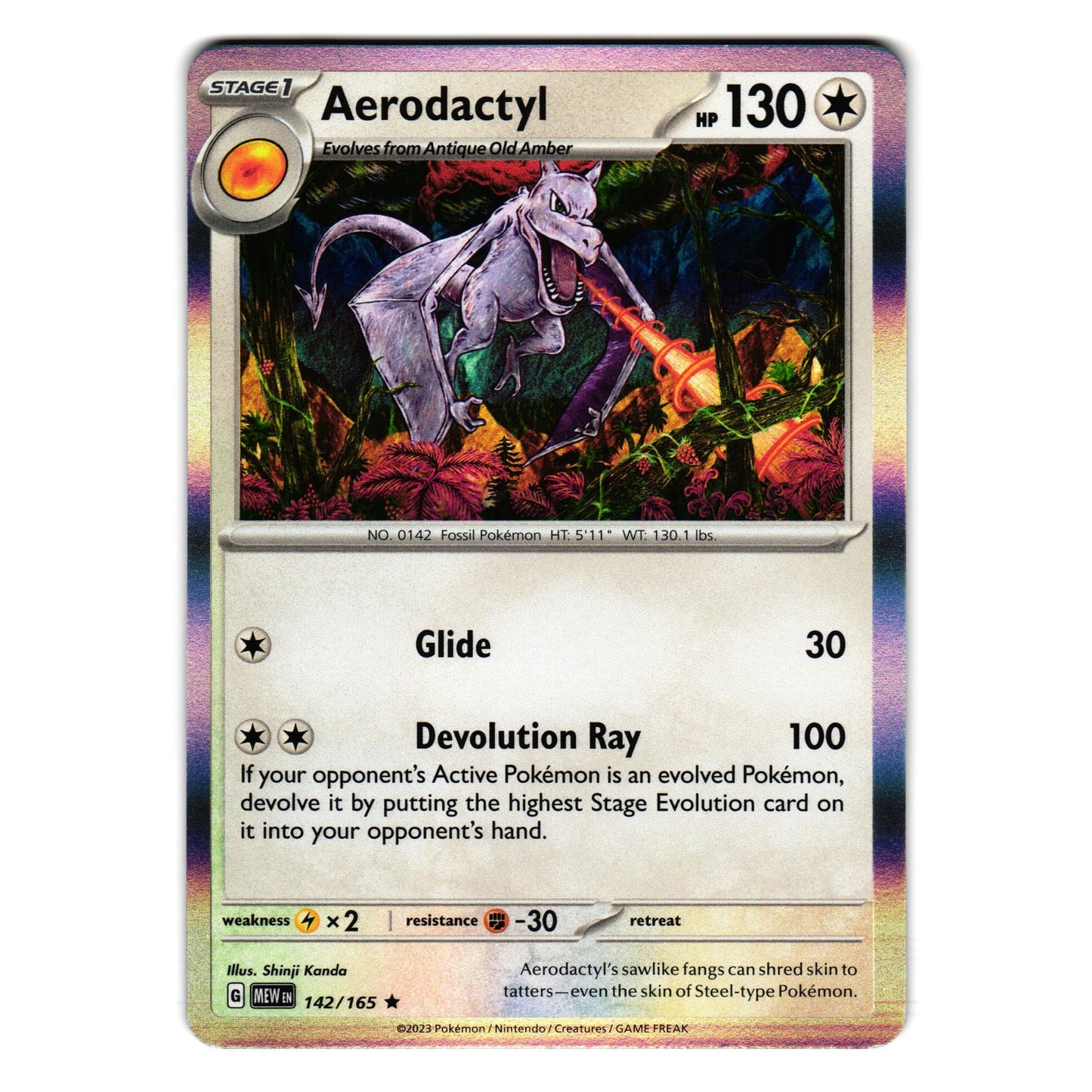 AERODACTYL 142/165 SCARLET AND VIOLET 151 POKEMON TCG